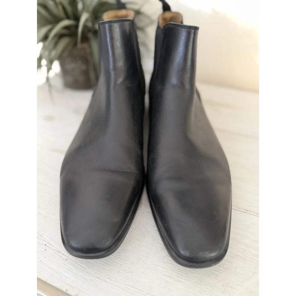 ALDO Mens Genuine Leather Ankle Boots Size 10.5 Black Pull On Classic Chelsea